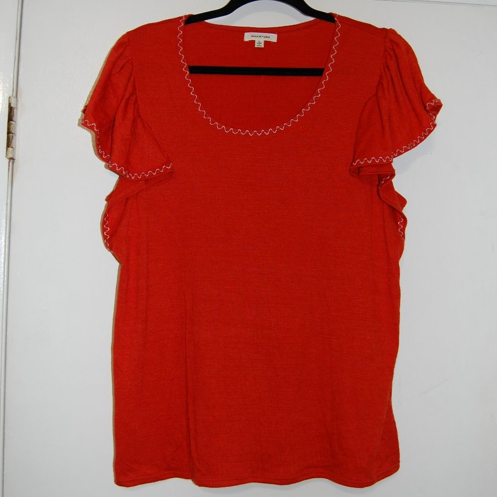 Burnt orange, flutter sleeve, Max Studio